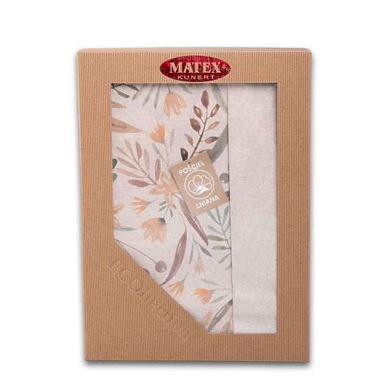 Sada povlečení LINEN- leaves 220x200 + 2x 70x80 