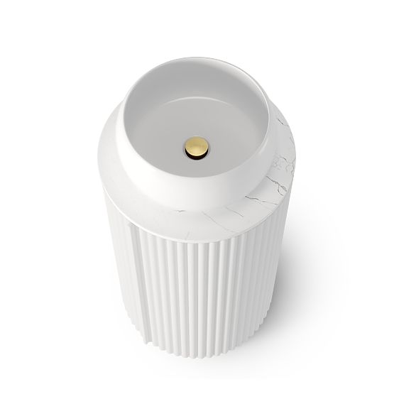 Sada skříňka s deskou a umyvadlem La promessa 40 cm, rýhovaná, zaoblená, bílá