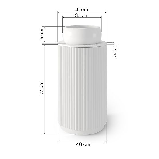 Sada skříňka s deskou a umyvadlem La promessa 40 cm, rýhovaná, zaoblená, bílá