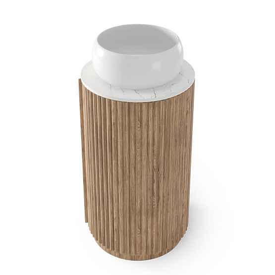 Sada skříňky s deskou a umyvadlem La promessa 40 cm, rýhovaná, zaoblená, dub/bílá