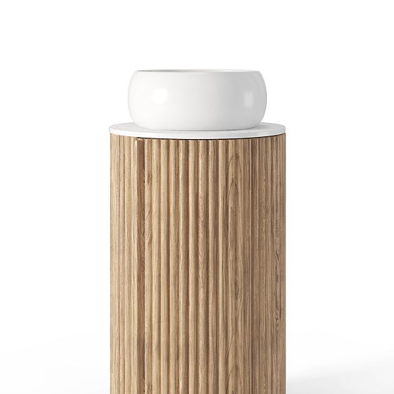 Sada skříňky s deskou a umyvadlem La promessa 40 cm, rýhovaná, zaoblená, dub/bílá