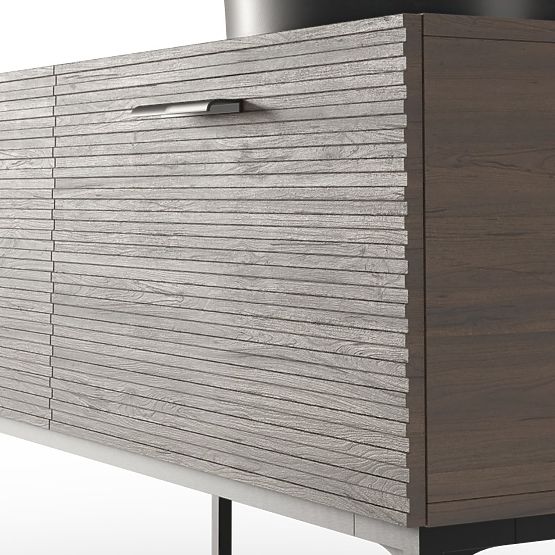 Sada skříňky s umyvadlem La Purete 120 cm, drážkovaná, ořech/černá