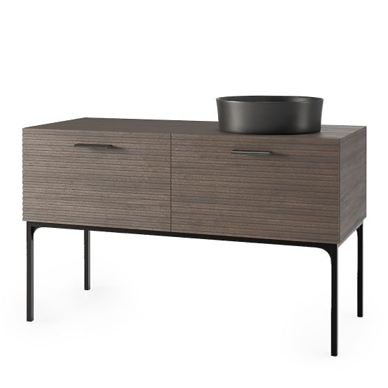 Sada skříňky s umyvadlem La Purete 120 cm, drážkovaná, ořech/černá