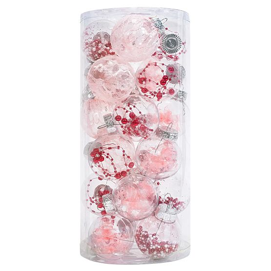 Sada vánočních ozdob Pink/White 115ks