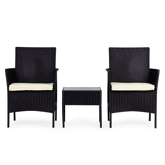 Sada zahradního nábytku 2 křesla + stolek tvrzené sklo černý MultiGarden