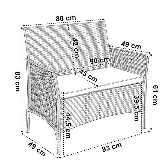 Sada zahradního nábytku CAMELIA černá černé polštáře