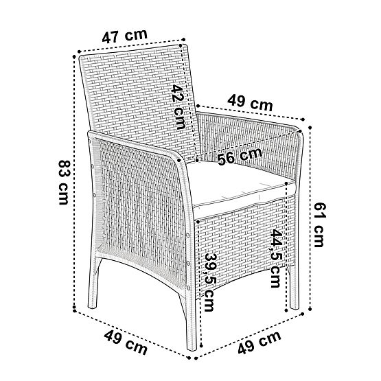Sada zahradního nábytku CAMELIA černá černé polštáře