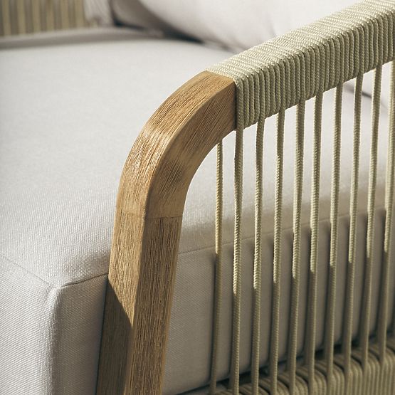 Sada zahradního nábytku Castello, pletenina, akátové dřevo FSC, teakový vzhled, béžová