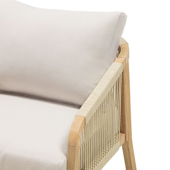 Sada zahradního nábytku Castello, pletenina, akátové dřevo FSC, teakový vzhled, béžová