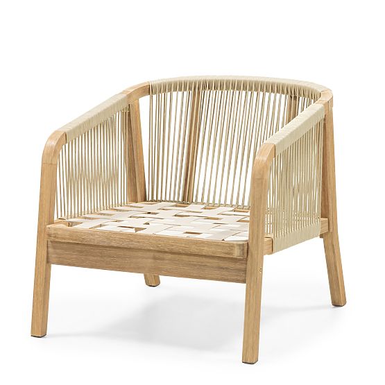 Sada zahradního nábytku Castello, pletenina, akátové dřevo FSC, teakový vzhled, béžová