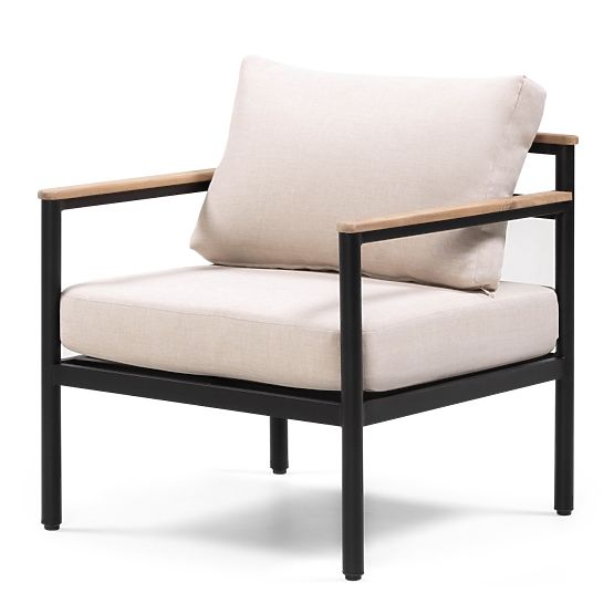 Sada zahradního nábytku Porticello, hliníková, akáciové dřevo FSC, teakový vzhled, béžová/černá