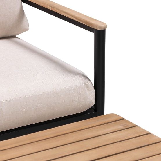 Sada zahradního nábytku Porticello, hliníková, akáciové dřevo FSC, teakový vzhled, béžová/černá