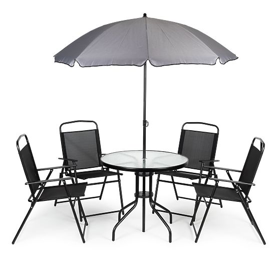 Sada zahradního nábytku stůl 4 židle slunečník