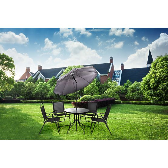 Sada zahradního nábytku stůl 4 židle slunečník