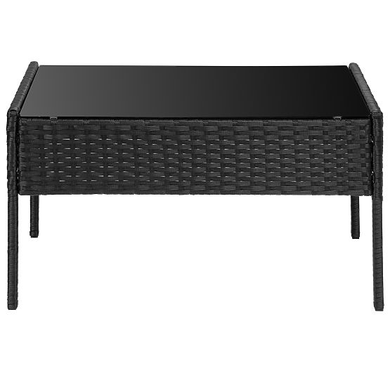 Sada zahradního nábytku z technoratanu MAGNOLIA černá se šedými polštáři