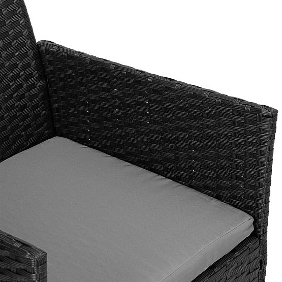 Sada zahradního nábytku z technoratanu MAGNOLIA černá se šedými polštáři