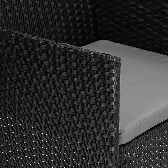 Sada zahradního nábytku z technoratanu MAGNOLIA černá se šedými polštáři