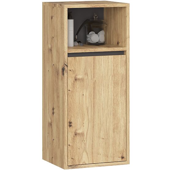 SADA ZÁVĚSNÉHO KOUPELNOVÉHO NÁBYTKU S OTVORY VAMI DUB ARTISAN / GRAFIT ŠEDÝ