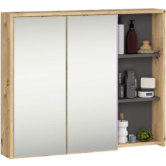 SADA ZÁVĚSNÉHO KOUPELNOVÉHO NÁBYTKU VAMI DUB ARTISAN / GRAFIT ŠEDÝ