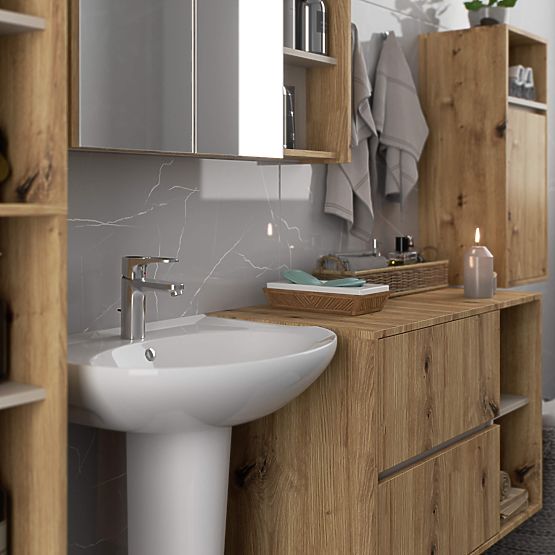 SADA ZÁVĚSNÉHO KOUPELNOVÉHO NÁBYTKU VAMI DUB ARTISAN / KAŠMÍR