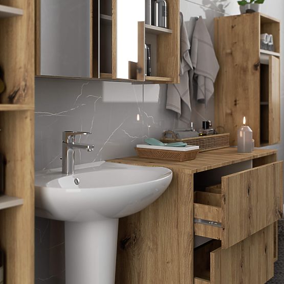 SADA ZÁVĚSNÉHO KOUPELNOVÉHO NÁBYTKU VAMI DUB ARTISAN / KAŠMÍR