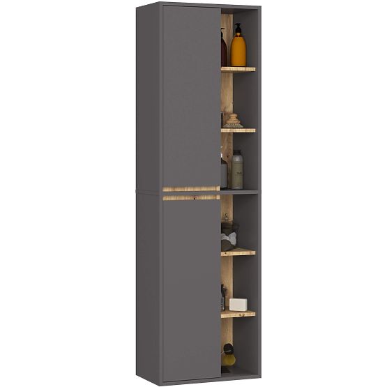 SADA ZÁVĚSNÉHO KOUPELNOVÉHO NÁBYTKU VAMI GRAFIT ŠEDÁ / DUB ARTISAN