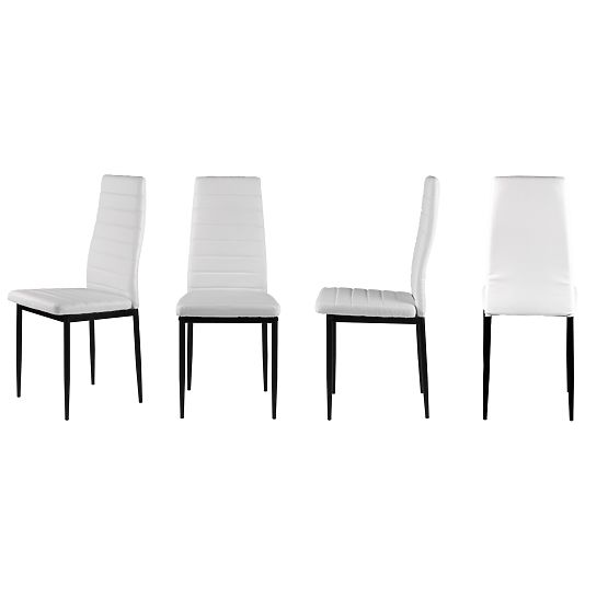 Sada židlí z ekokůže 4 ks vysoké opěradlo - bílé