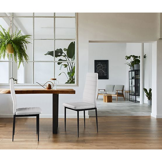 Sada židlí z ekokůže 4 ks vysoké opěradlo - bílé