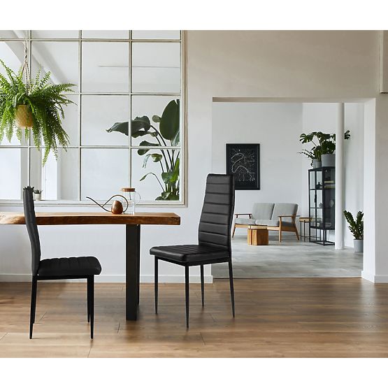 Sada židlí z ekokůže 4 ks vysoké opěradlo - černé