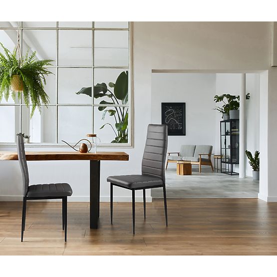 Sada židlí z ekokůže 4 ks vysoké opěradlo - šedé