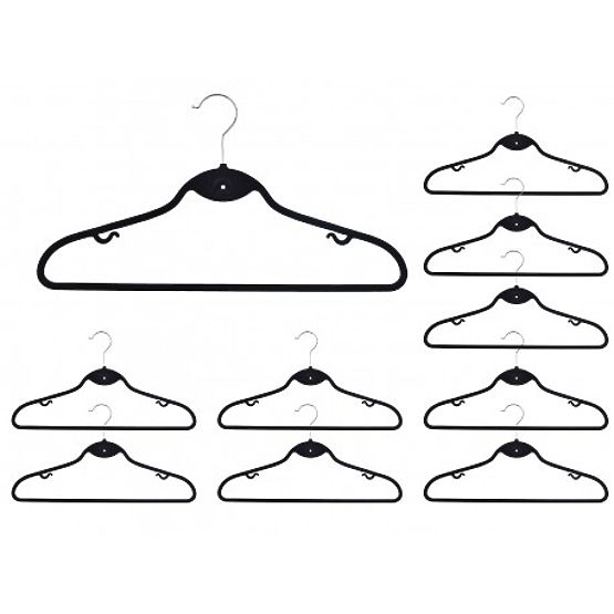 Sametový věšák Roxi sada 10 kusů černý