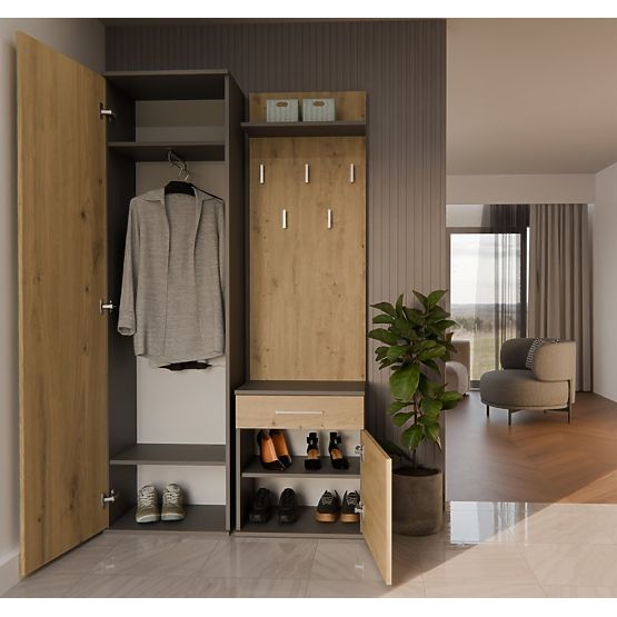 Šatní skříň DUO ANTRACIT ARTISAN