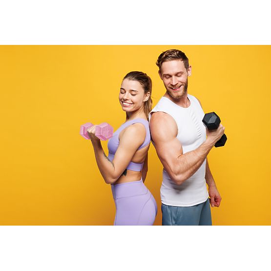 Šestihranné činky sada 2x2 kg závaží na cvičení fitness růžové ModernHome