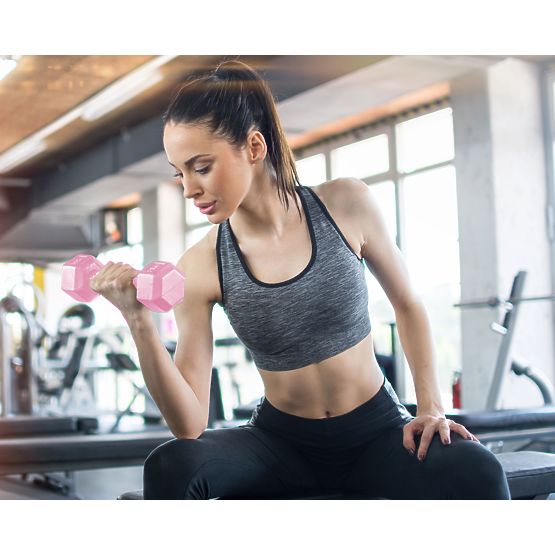 Šestihranné činky sada 2x3 kg závaží na cvičení fitness růžové ModernHome