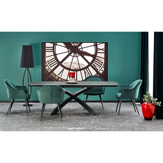 SILVESTRO rozkládací stůl deska - tmavě šedá, noha - černá 