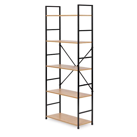 Široký moderní dřevěný regál LOFT s 5 policemi