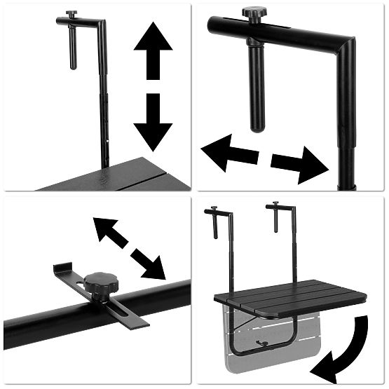 Skládací balkonový stolek ARETTO černý