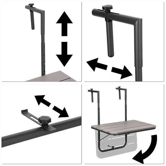 Skládací balkonový stolek ARETTO šedý