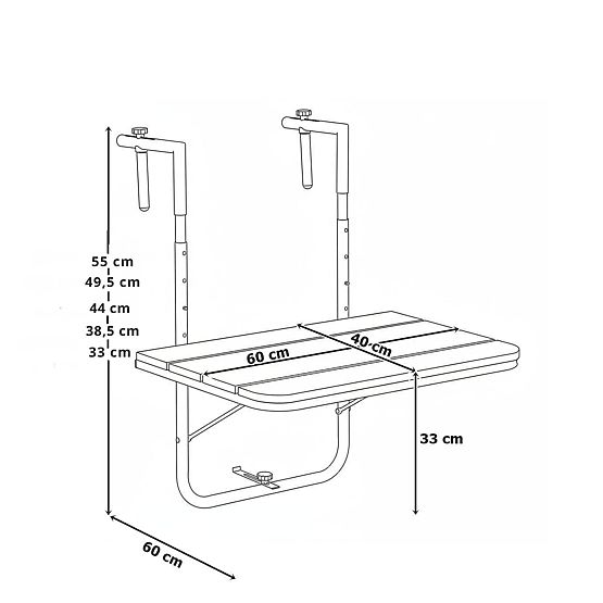 Skládací balkonový stolek ARETTO šedý