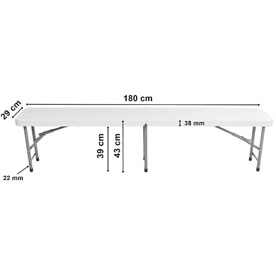 Skládací cateringová lavice 180 cm bílá