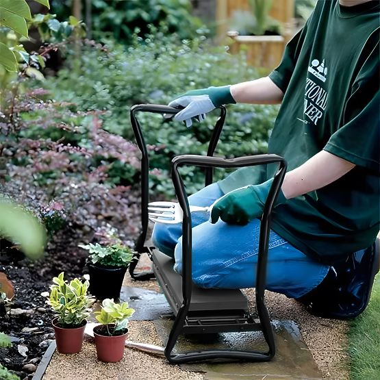 Skládací klekátko - stolička na práci v zahradě 2v1 - modrá