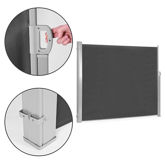 Skládací markýza 300x200 cm boční roleta paraván do zahrady na terasu antracit