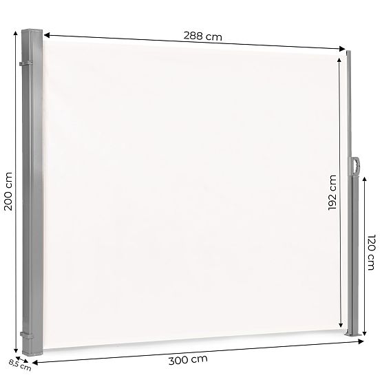 Skládací markýza 300x200 cm boční roleta paraván do zahrady na terasu béžová