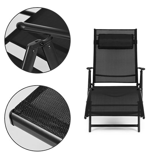 Skládací plážové zahradní lehátko s nastavitelným opěradlem, ocelová konstrukce ModernHome