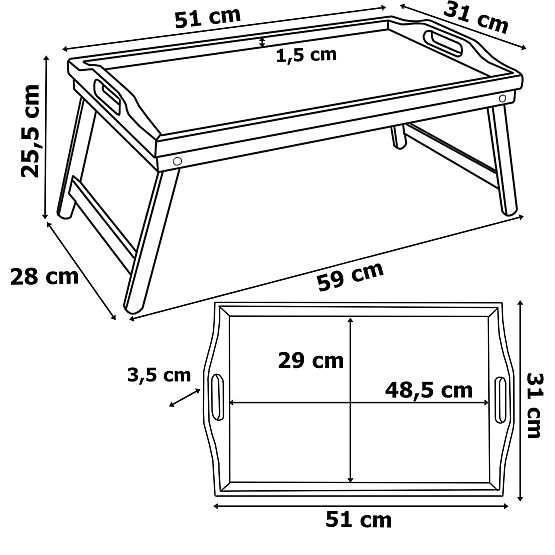 Skládací snídaňový podnos AURELIA