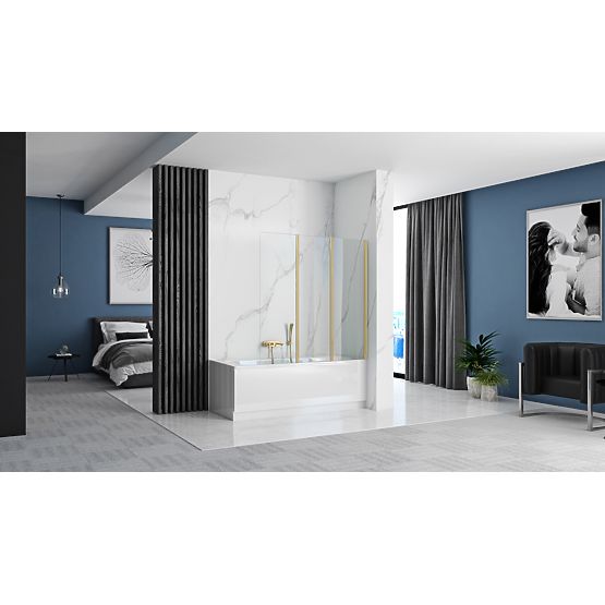 Skládací vanová zástěna Rea Agat-3 120 ZLATÝ KARTÁČOVANÝ