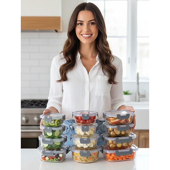 Skleněné nádoby na potraviny CATONIA - sada 12 kusů