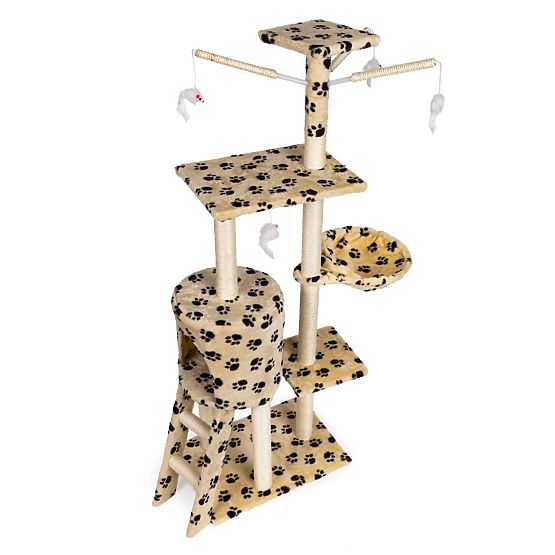 Škrabadlo pro kočky domek strom pelíšek 138cm xl Otisky tlapek