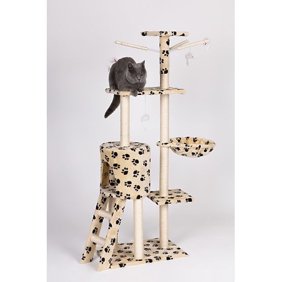 Škrabadlo pro kočky domek strom pelíšek 138cm xl Otisky tlapek