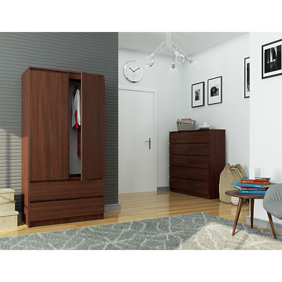 SKŘÍŇ S 90 cm 2 DVEŘE 2 ZÁSUVKY PK WENGE